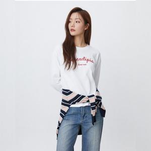 플라스틱아일랜드  레터링 자수 긴팔 티셔츠 (PR3CL962)