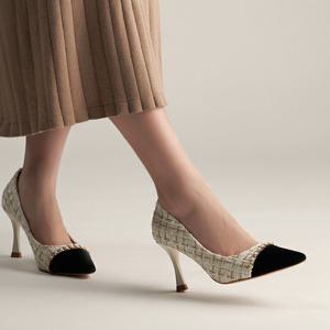 엘칸토 인텐스 여성 트위드 체인장식 펌프스 8.5cm LCWD63I239
