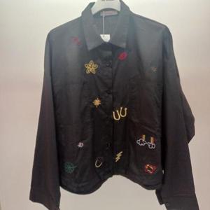 Latium HC06 팔뚝품넉넉한 루즈핏 밑단스트링 언발 남방형 자수 셔츠블라우스 T2533bl09B