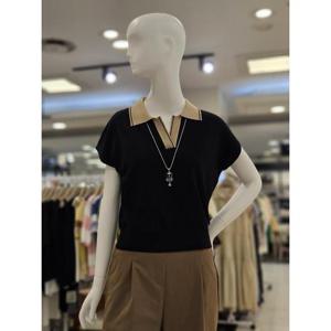 오조크 세이브존01 카라배색 가오리 반팔스웨터 HLTFCWC569