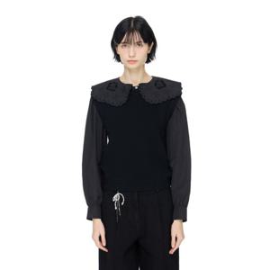 [듀엘]펀칭 와이드 카라 니트 블라우스 D244MSC037