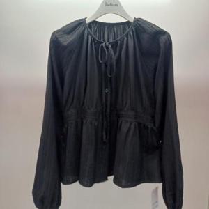 Latium HC06 가을느낌 짧은 소매밴딩 리본넥 깔끔한 셔링 셔츠블라우스 T2533bl23B1