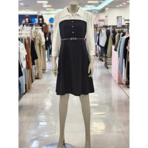 SOUP 세이브존07 배색 벨티드 플레어 원피스 OB8OPQ1