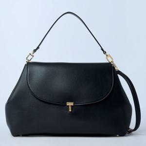 25 FW 토템 T Lock 티 락 플랩 스무스 레더 사첼 숄더백 블랙골드 254 WAL0096 LE0175