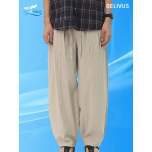 [빌리버스] 남성 벌룬 린넨 라이크 투턱 면 와이드 팬츠 BIRP002