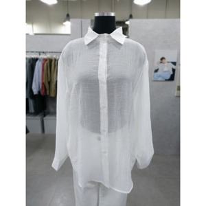 [에이비에프지]베이직 캐주얼 시스루 린넨 셔츠 LFAFZ5NB42-WH