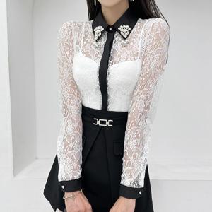 [금찌] 미러볼 레이스 블라우스 ST7727B