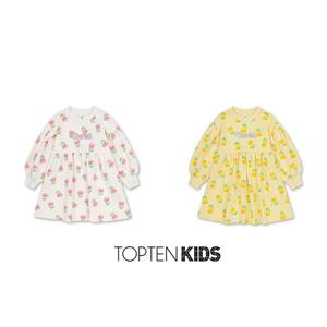 [탑텐키즈]MKF1OO2102 여아) 버비 라이트 테리 전판 포인트 원피스