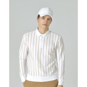 헤지스 골프 25FW 화이트 남성 핀스트라이프 긴팔 카라 니트 HUSW5C615OW