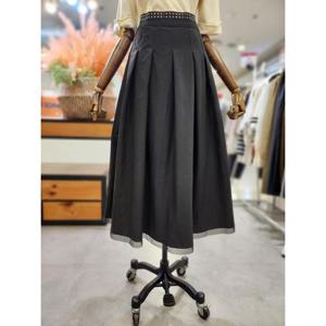 스테파니 세이브존01 밴딩 핀턱 롱 스커트 A25SK5305