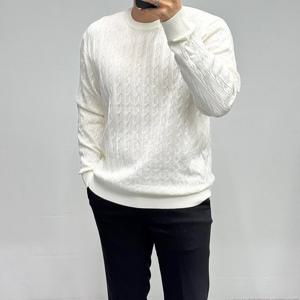 [바쏘옴므]남성 25FW 캐시미어 꽈배기 라운드니트 WSZ3-GW01-AIV