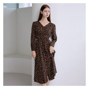 [레코브](레코브) 플라워 버튼 브이넥 원피스(LC61C9OP563X)