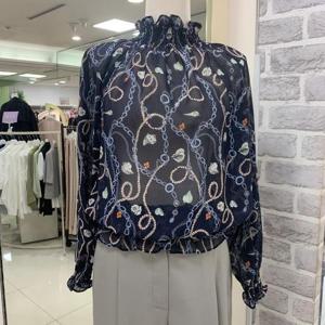 미센스 DP01 프린트 스모킹 블라우스 MB44BLMD01NA