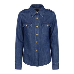 발렌티노   긴팔 셔츠 SS25 6B3DB02X94C558 5623232 MEDIUM BLUE DENIM