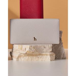 [헤지스/선물포장]아이보리 단색 소가죽 장지갑HIWA5F162IV