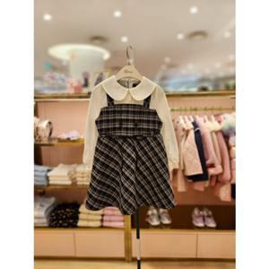 프렌치캣5 주니어 아이보리체크배색원피스 (T55KAO010)