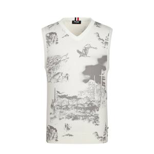 [핑] 남성 프린트 브이넥 니트 베스트 111E3SV181WH