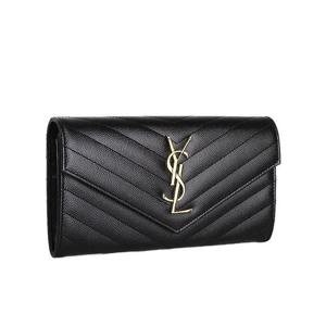 생로랑 모노그램 플랩 장지갑 금장 블랙 372264 BOW01 1000