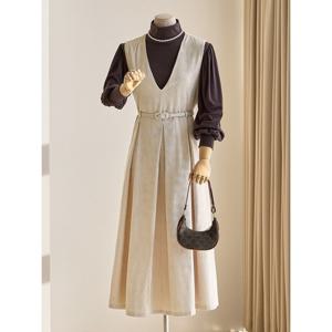 [커스텀에이블]주름 롱 슬리브리스 원피스_T2510OP080C