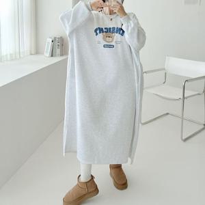 [나야홍]빅사이즈 411 미소베어기모박스원피스 DNMT266