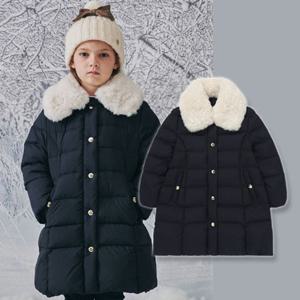 빈2 BZ64JP02NV1 여아 네이비 라인 롱 패딩 아동 겨울 덕 다운 점퍼 초등 2025년