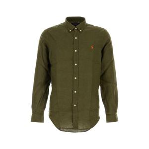 POLO RALPH LAUREN Olive green linen shirt 710968915 006