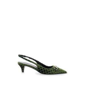 GUCCI Erin Green Decollete with Clamp on the Front in Velvet Woman 835978FAETG3036
