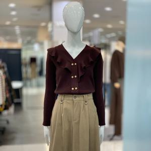 [클리지]브이넥 프릴 단추 포인트 트위클 니트 CP8WKT26