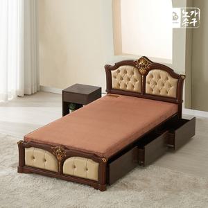 노송가구 이브 엔틱 서랍형 헤링본 황토볼 흙침대 싱글(S)