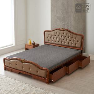 노송가구 월랑 엔틱 서랍형 어싱그레이 황토볼 흙침대 퀸(Q)