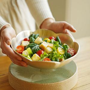 놋담 방짜유기 꽃 샐러드볼+국내제작 옻칠 나무수저 증정