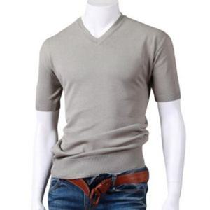 스댕클럽 남성용 린넨 니트 V넥 반팔 티셔츠 SMD7122