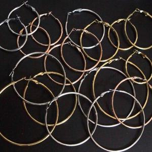 써지컬스틸 침타입 심플 링귀걸이 실버 골드 로즈골드