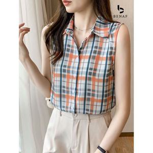 [베나프]몬드 민소매 체크셔츠_BG2LS003