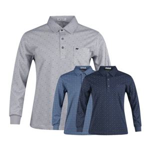 럭스골프 남성 서클 패턴 긴팔 골프셔츠 AE3S401