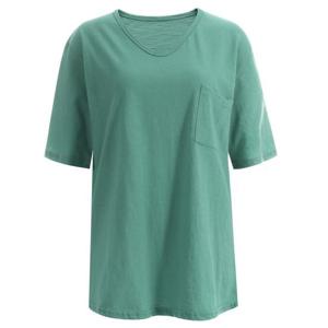 [샵앤]빅포켓 국산 여성 V넥 슬럽 면 언발 반팔 티셔츠 DAI-WSH-1417-그린