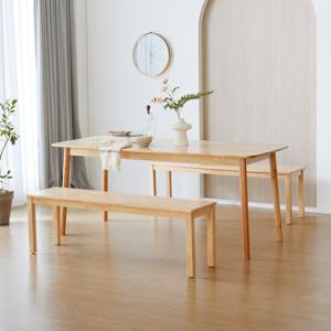 베스트리빙 아슬란 캘빈 6인(1800) 원목 테이블 식탁 세트/원목벤치 2개형