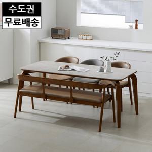 루젤 그레이 세라믹 6인용 벤치형 식탁세트(1800)