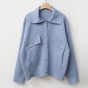핀턱립 여성 봄 아우터 니트 가디건 BONG-WCD-2878-스카이블루
