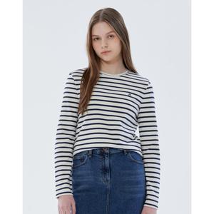 헤지스 여성 24SS 클리어런스네이비 베이직 스트라이프 긴팔 티셔츠 HSTS4AC11N2