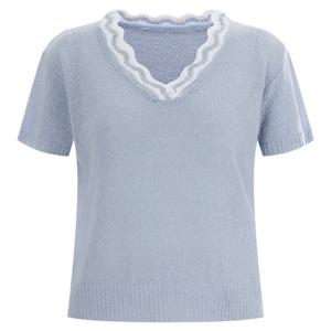 샵앤) 레이스 국산 여성 반팔 니트 티셔츠 BOM-WKN-12003-소라