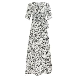 샵앤) 잔꽃별 V넥 여름 여성 반팔 롱 원피스 SS-WDR-2736-화이트