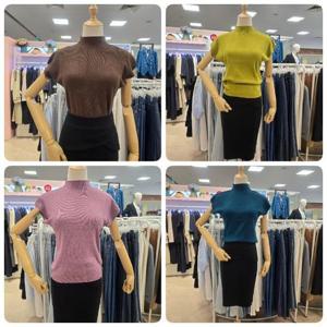 오프리미츠 HC26 데일리룩  가을여신모드 하이넥캡소매 크롭  반넥니트티셔츠남구홈플러스 B24kt2902