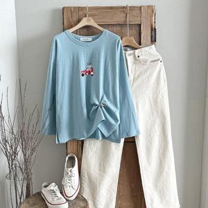 샵앤) 여성 옆트임 브레드카 긴팔 티셔츠 FJ-WSH-3759-블루