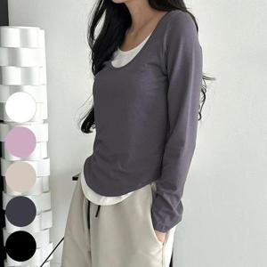 링레이어드스퀘어긴팔티 410R252S 빅사이즈 여성