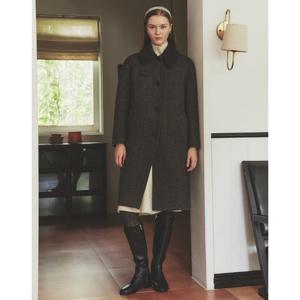 헤지스 여성 24FW 울100% 탈착 니트 카라 그레이 맥코트 HSCO4D773G2