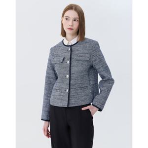 헤지스 여성 24SS 클리어런스린넨혼방스테디셀러블루 짜임 트위드자켓 WSJA4A104B2