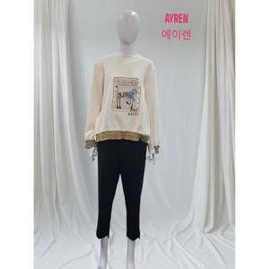 [에이렌] 라운드 티셔츠,반짝이  자수티셔츠,RO2TS201