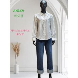 [에이렌] 롱셔츠,스트라이프 셔츠,RO2NB205