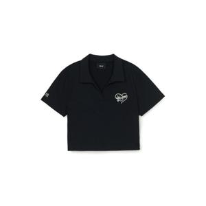 MLB  (3FPQH0153-50BKS) 여성 하트 슬림 크롭 카라 티셔츠
